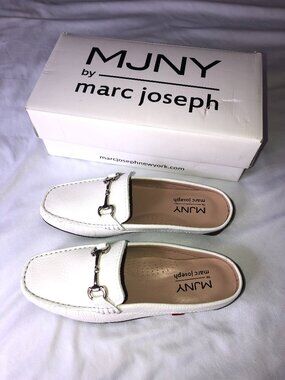 Marc Joseph New York Women's Ocean Drive Mules White Grainy Size 7